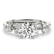 Resplendent Sidestone Round Diamond Engagement Ring in 10K/14K gold and platinum with certified lab-grown or natural diamonds