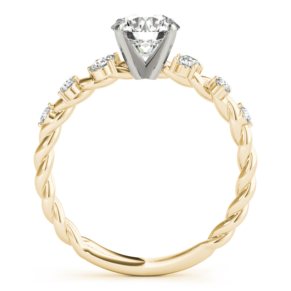 Resplendent Sidestone Round Diamond Engagement Ring in 10K/14K gold and platinum with certified lab-grown or natural diamonds