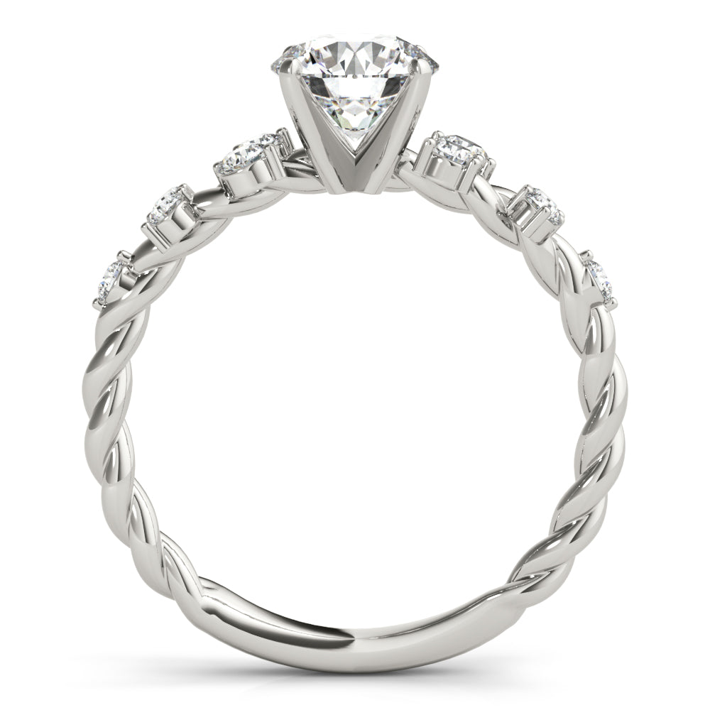 Resplendent Sidestone Round Diamond Engagement Ring in 10K/14K gold and platinum with certified lab-grown or natural diamonds