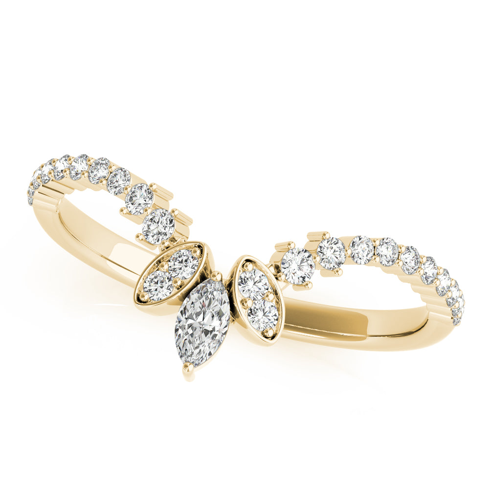 Marquise Chevron Half Eternity Ring in 10K/14K gold and platinum with certified lab-grown or natural diamonds