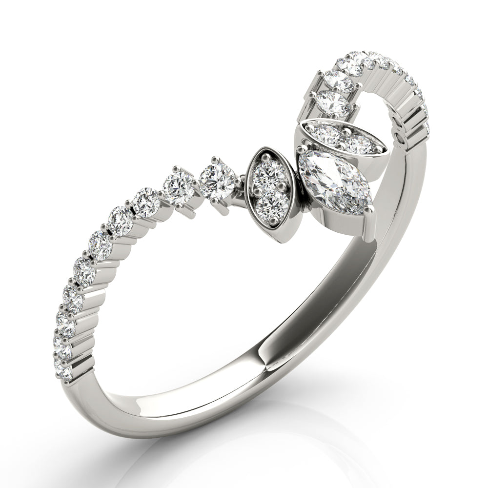 Marquise Chevron Half Eternity Ring in Gold & Platinum
