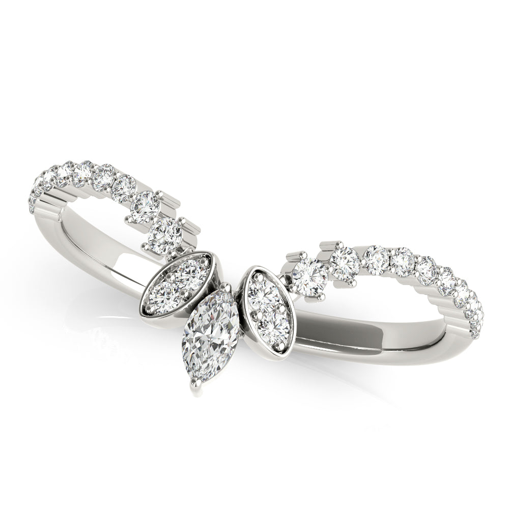 Marquise Chevron Half Eternity Ring in Gold & Platinum