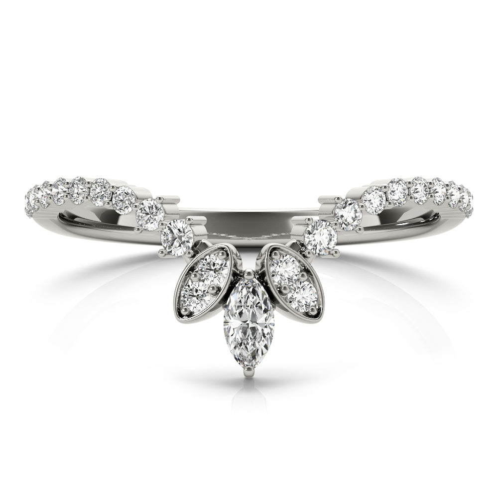 Marquise Chevron Half Eternity Ring in Gold & Platinum