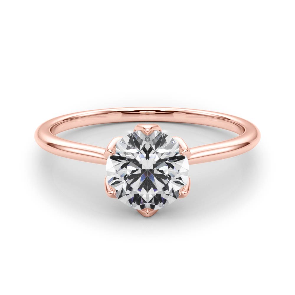 Elegant Solitaire Round Diamond Engagement Ring in 10K/14K gold and platinum with certified lab-grown or natural diamonds