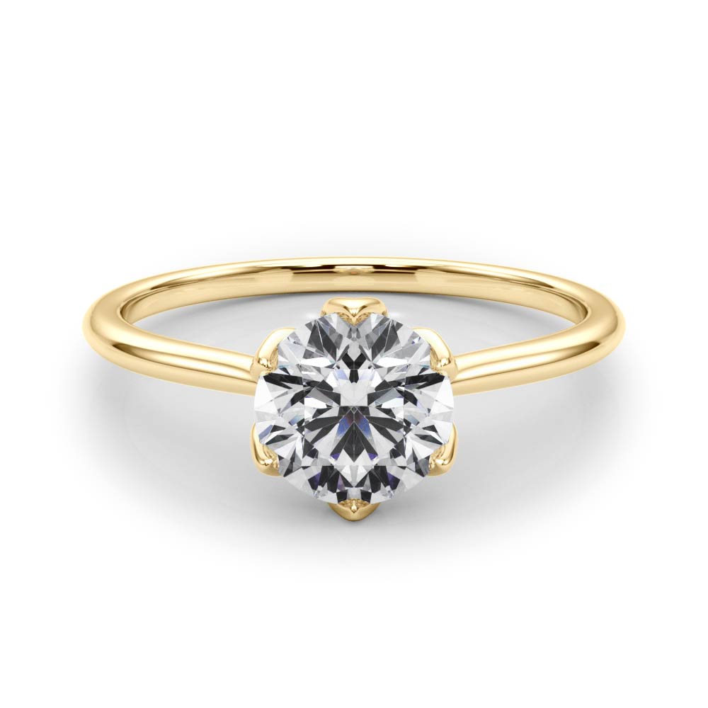 Elegant Solitaire Round Diamond Engagement Ring in 10K/14K gold and platinum with certified lab-grown or natural diamonds
