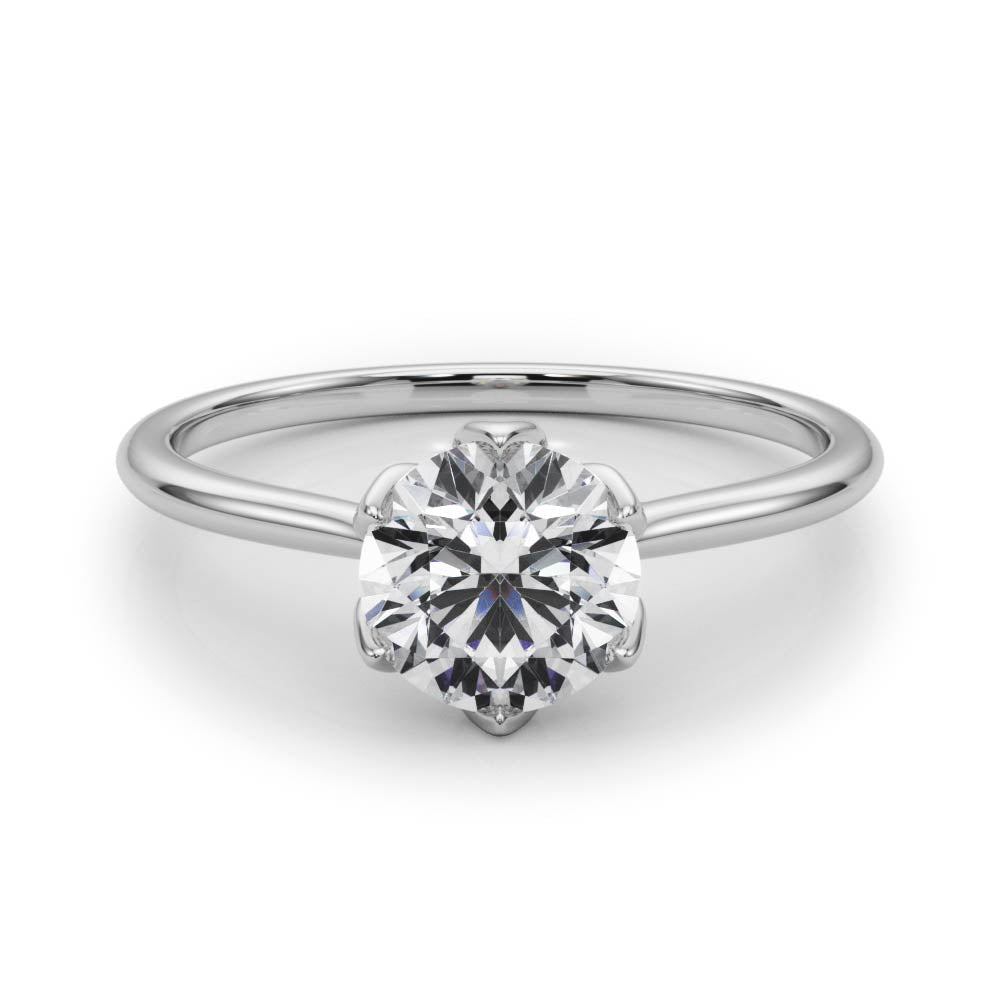 Elegant Solitaire Round Diamond Engagement Ring in 10K/14K gold and platinum with certified lab-grown or natural diamonds