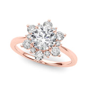 Vintage-Inspired Halo Engagement Ring Round Diamond Engagement Ring in 10K/14K gold and platinum with certified lab-grown or natural diamonds