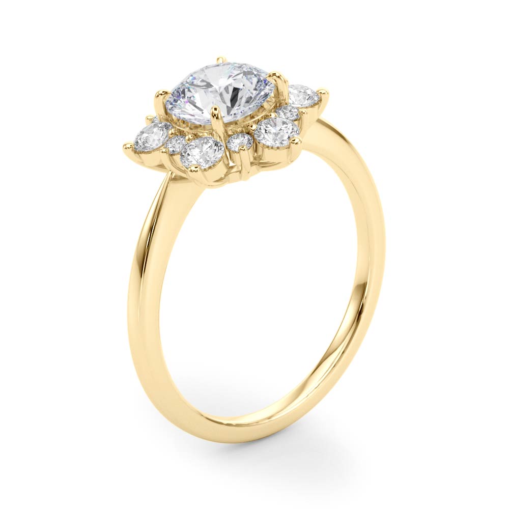 Vintage-Inspired Halo Engagement Ring Round Diamond Engagement Ring in 10K/14K gold and platinum with certified lab-grown or natural diamonds