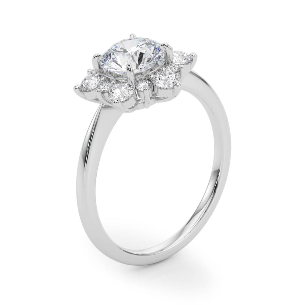 Vintage-Inspired Halo Engagement Ring Round Diamond Engagement Ring in 10K/14K gold and platinum with certified lab-grown or natural diamonds