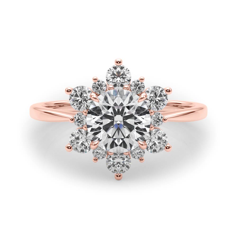 Vintage-Inspired Halo Engagement Ring Round Diamond Engagement Ring in 10K/14K gold and platinum with certified lab-grown or natural diamonds