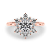 Vintage-Inspired Halo Engagement Ring Round Diamond Engagement Ring in 10K/14K gold and platinum with certified lab-grown or natural diamonds