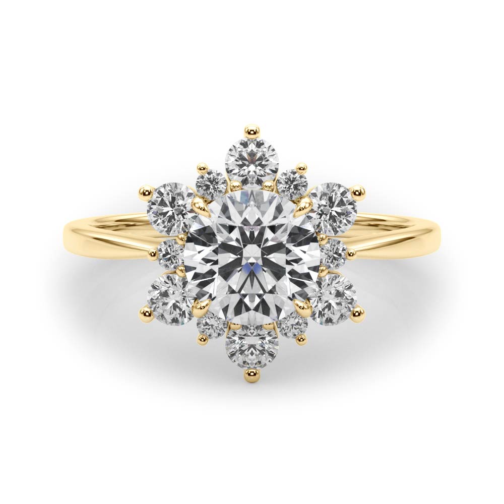 Vintage-Inspired Halo Engagement Ring Round Diamond Engagement Ring in 10K/14K gold and platinum with certified lab-grown or natural diamonds