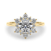 Vintage-Inspired Halo Engagement Ring Round Diamond Engagement Ring in 10K/14K gold and platinum with certified lab-grown or natural diamonds