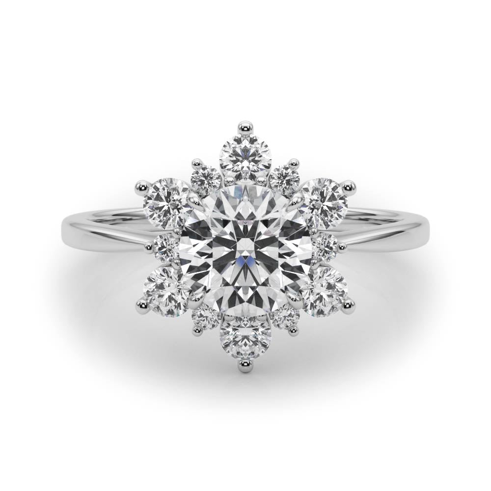 Vintage-Inspired Halo Engagement Ring Round Diamond Engagement Ring in 10K/14K gold and platinum with certified lab-grown or natural diamonds
