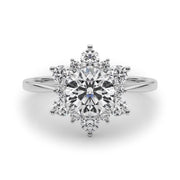 Vintage-Inspired Halo Engagement Ring Round Diamond Engagement Ring in 10K/14K gold and platinum with certified lab-grown or natural diamonds