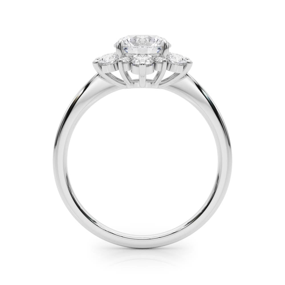 Vintage-Inspired Halo Engagement Ring Round Diamond Engagement Ring in 10K/14K gold and platinum with certified lab-grown or natural diamonds