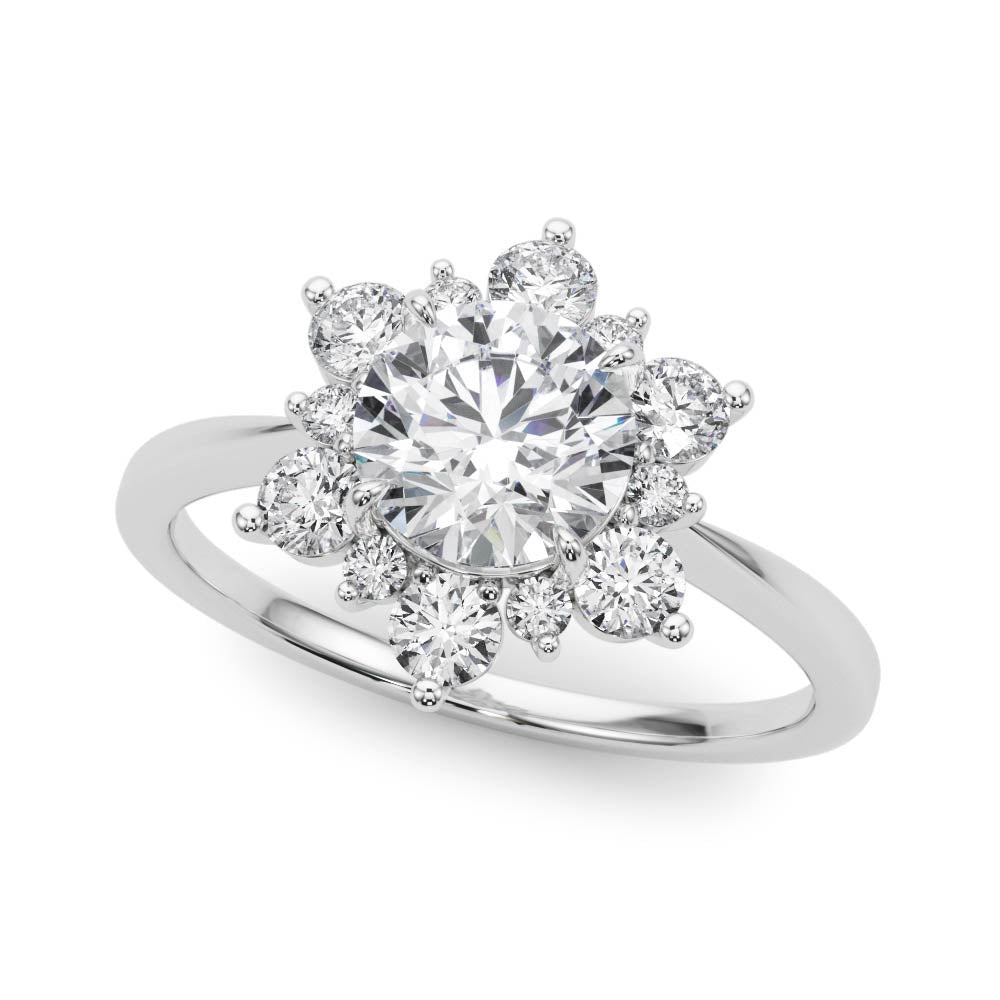 Vintage-Inspired Halo Engagement Ring Round Diamond Engagement Ring in 10K/14K gold and platinum with certified lab-grown or natural diamonds