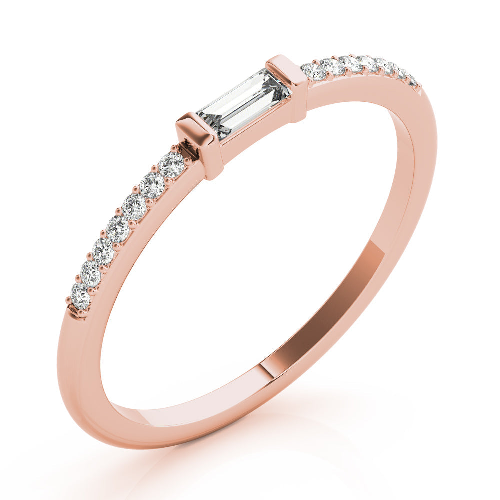 Accented East-West Baguette Half Eternity Ring in Gold & Platinum