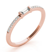 Accented East-West Baguette Half Eternity Ring in Gold & Platinum