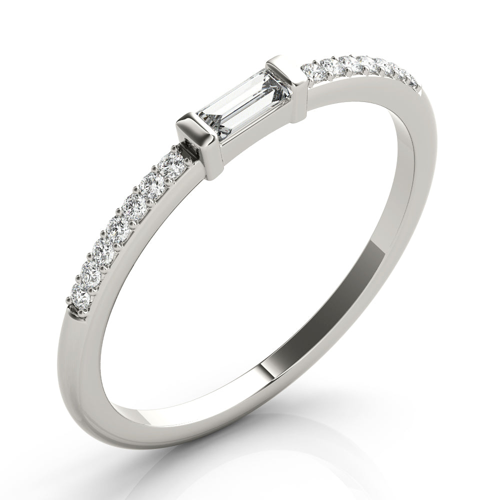 Accented East-West Baguette Half Eternity Ring in Gold & Platinum