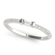 Accented East-West Baguette Half Eternity Ring in Gold & Platinum