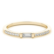 Accented East-West Baguette Half Eternity Ring in Gold & Platinum