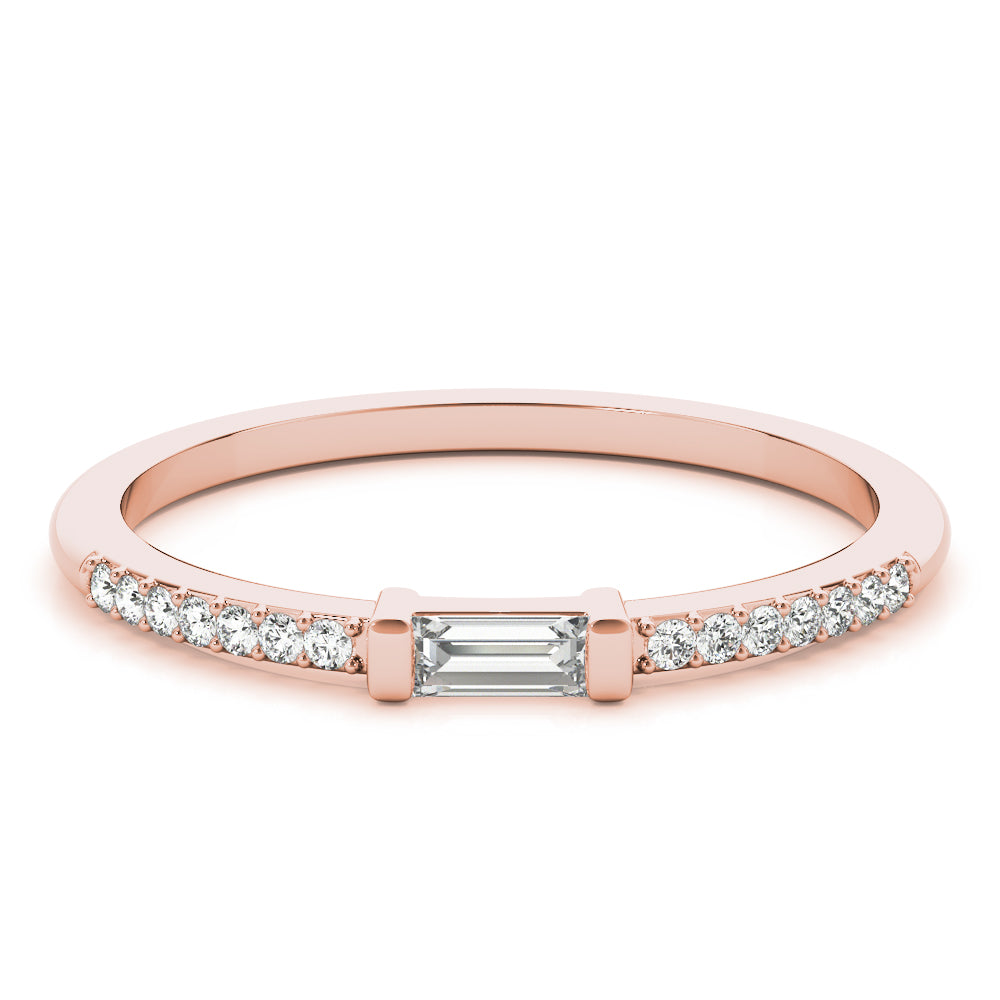 Accented East-West Baguette Half Eternity Ring in Gold & Platinum
