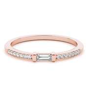 Accented East-West Baguette Half Eternity Ring in Gold & Platinum
