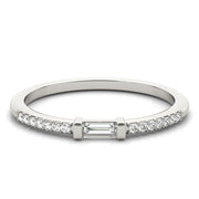 Accented East-West Baguette Half Eternity Ring in Gold & Platinum