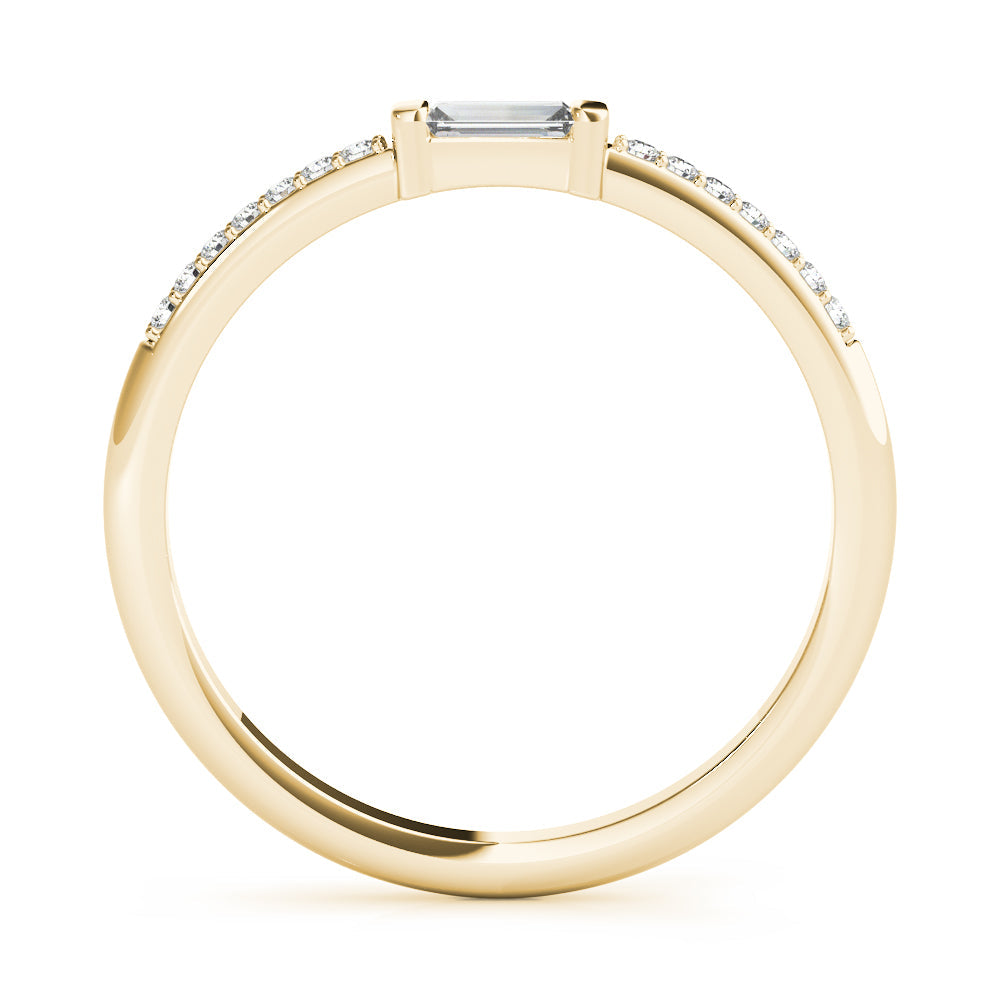 Accented East-West Baguette Half Eternity Ring in Gold & Platinum