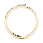 Accented East-West Baguette Half Eternity Ring in Gold & Platinum