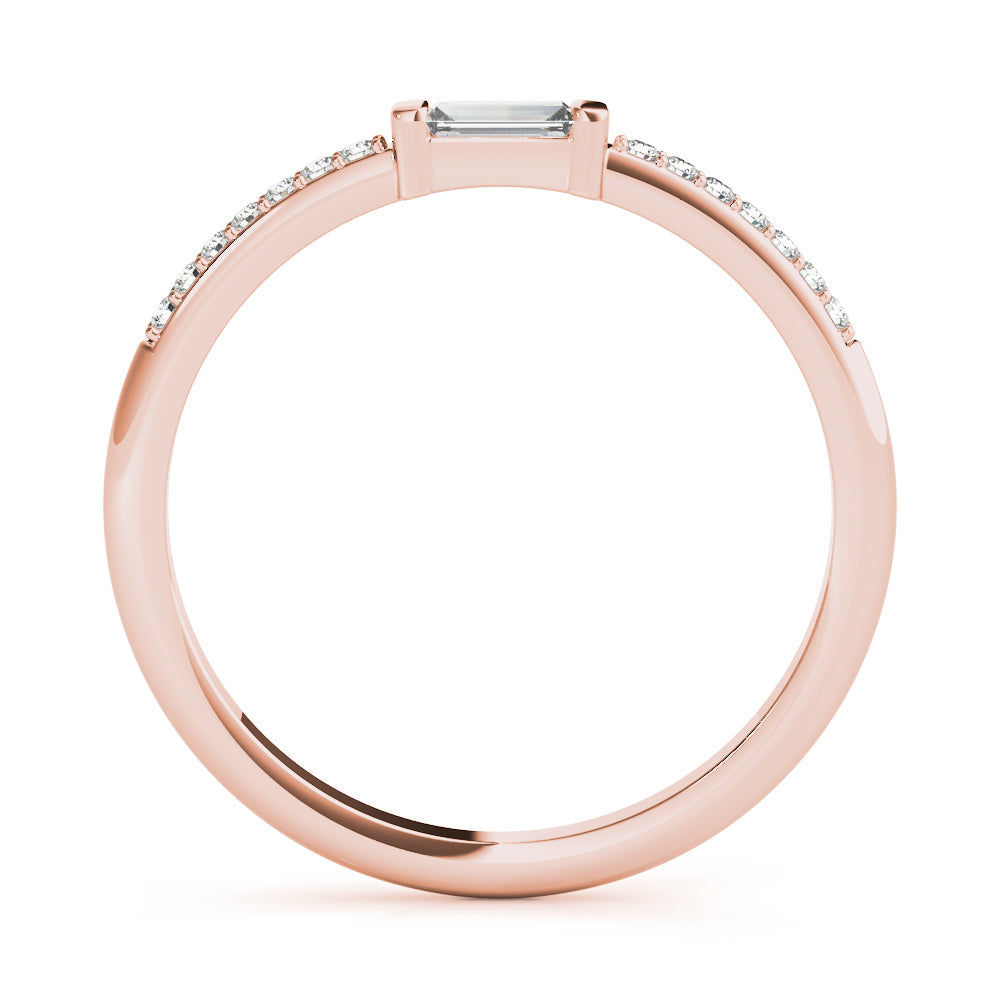 Accented East-West Baguette Half Eternity Ring in Gold & Platinum