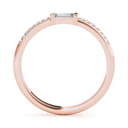 Accented East-West Baguette Half Eternity Ring in Gold & Platinum