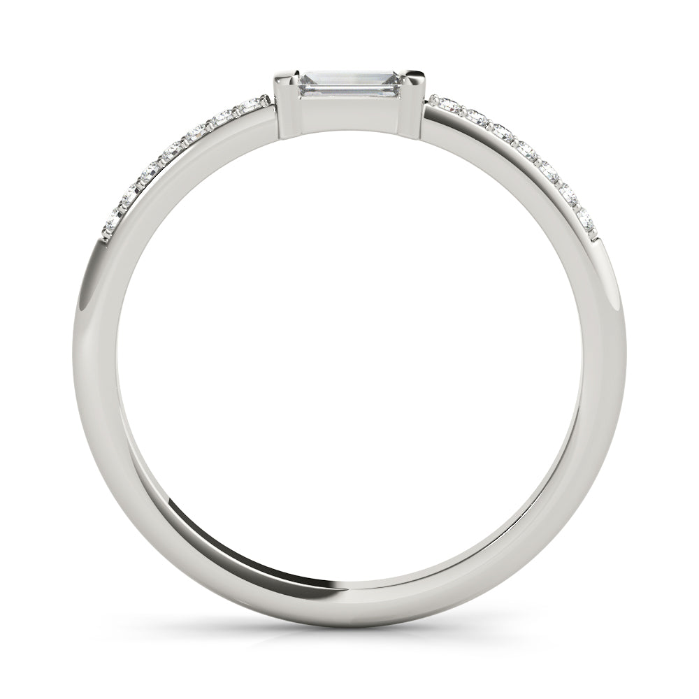 Accented East-West Baguette Half Eternity Ring in Gold & Platinum