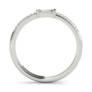 Accented East-West Baguette Half Eternity Ring in Gold & Platinum