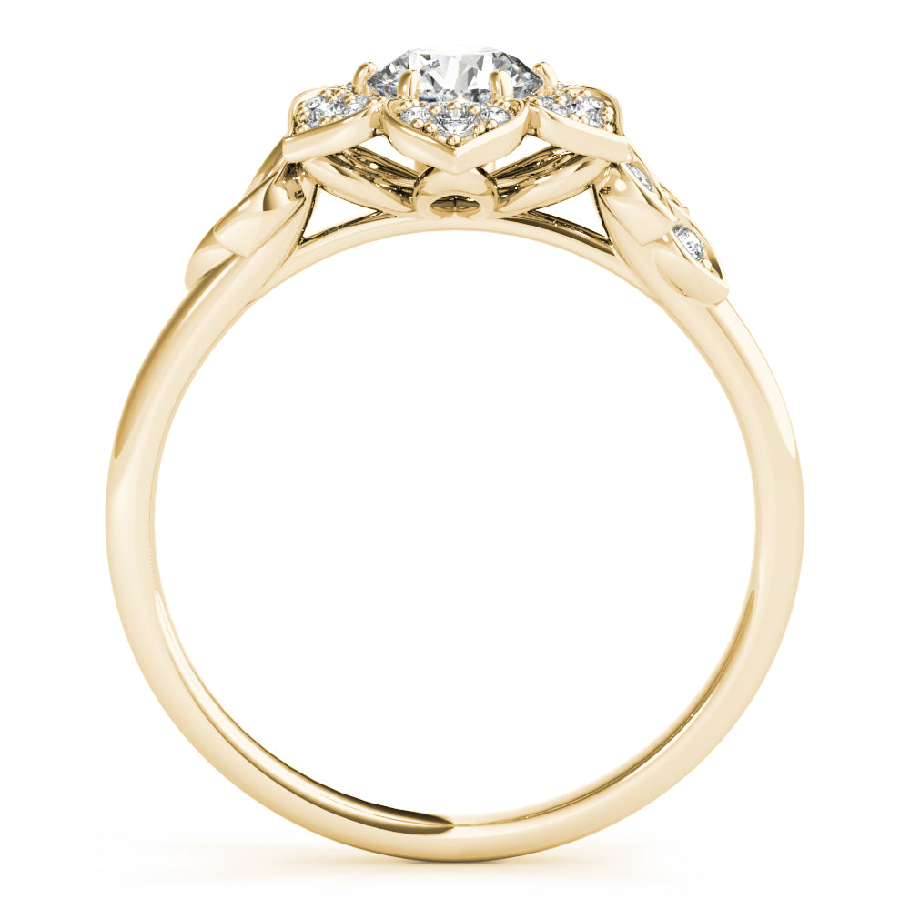 Luxe Flower Fashion Ring Round Diamond Engagement Ring in 10K/14K gold and platinum with certified lab-grown or natural diamonds