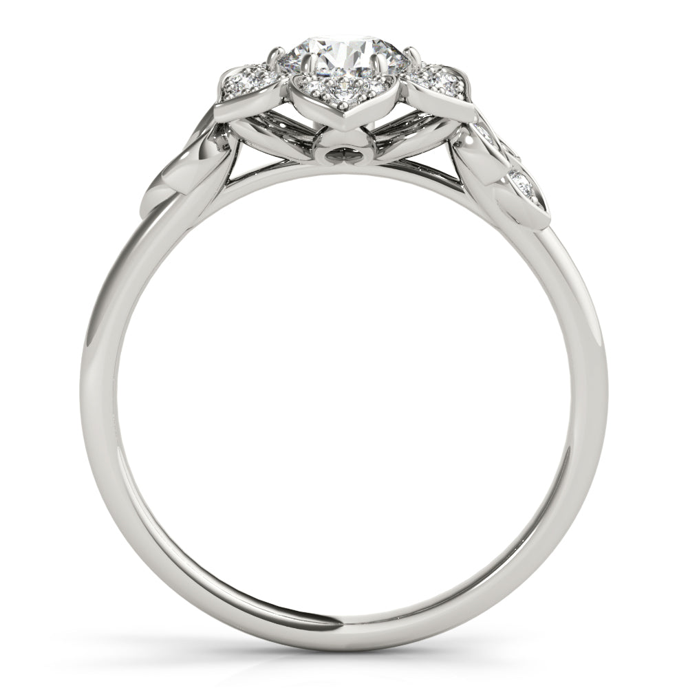 Luxe Flower Fashion Ring Round Diamond Engagement Ring in 10K/14K gold and platinum with certified lab-grown or natural diamonds