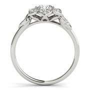 Luxe Flower Fashion Ring Round Diamond Engagement Ring in 10K/14K gold and platinum with certified lab-grown or natural diamonds
