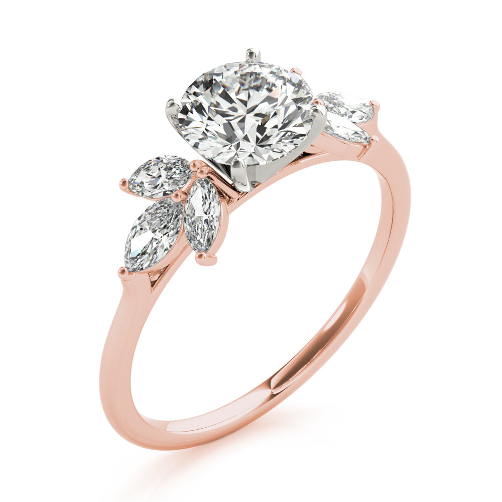 Bespoke Sides Marquise Diamond Engagement Ring in 10K/14K gold and platinum with certified lab-grown or natural diamonds