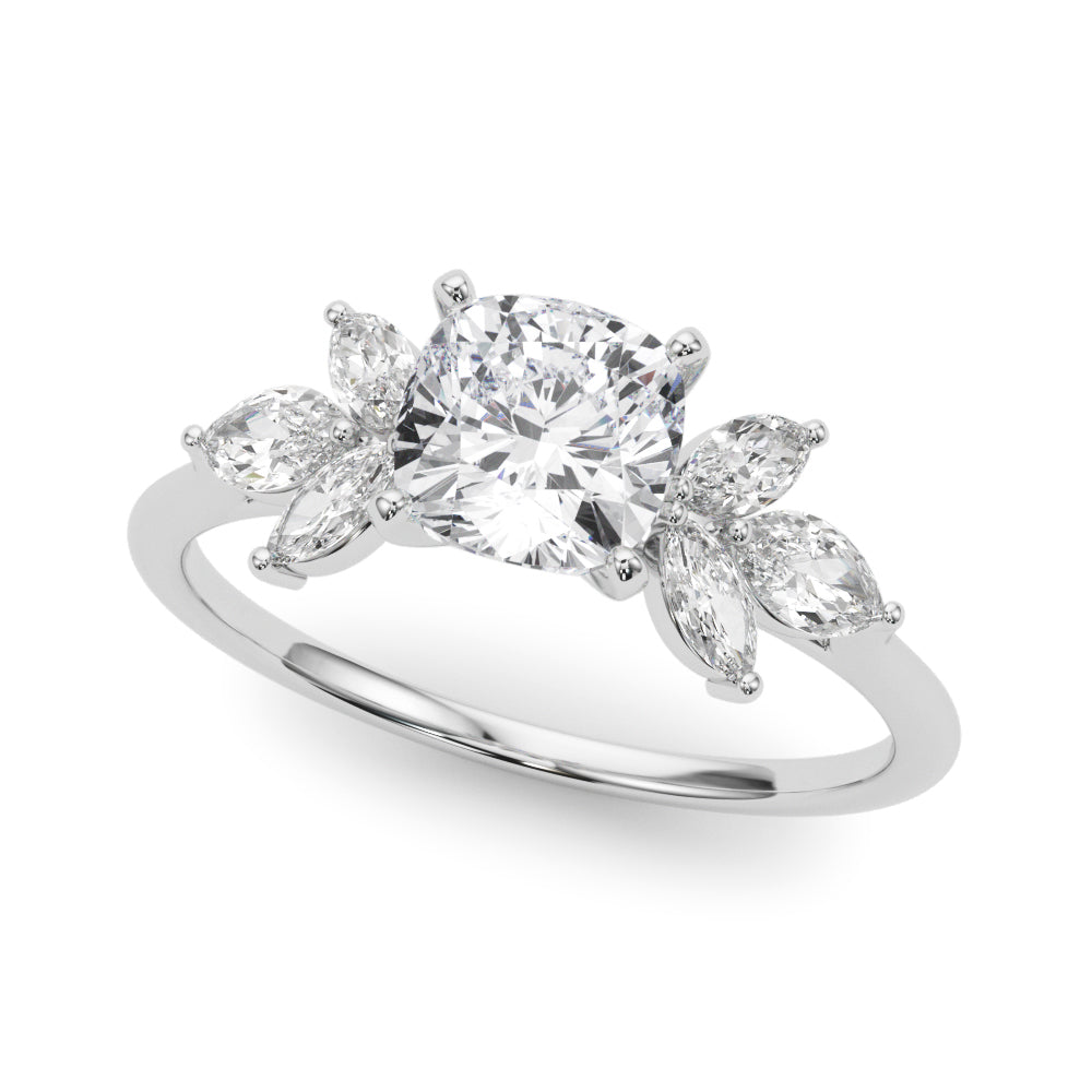 Bespoke Sides Marquise Diamond Engagement Ring in 10K/14K gold and platinum with certified lab-grown or natural diamonds