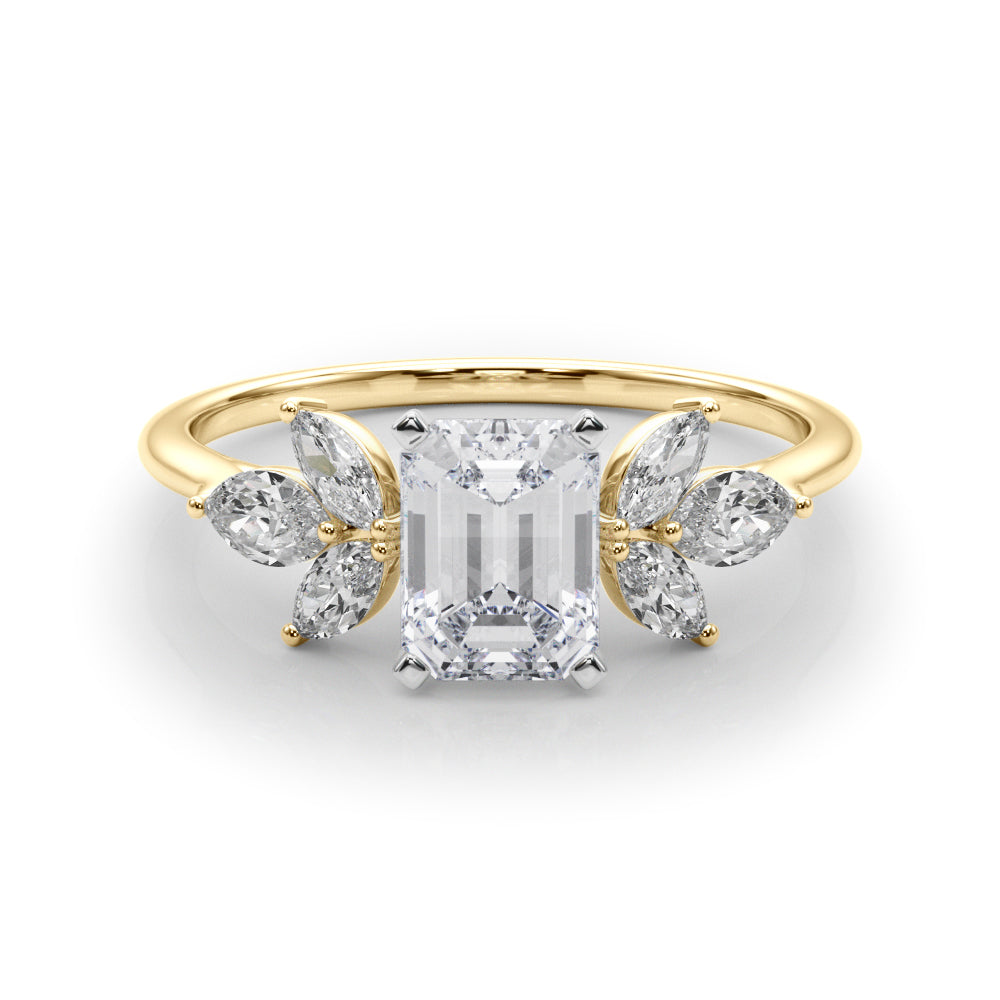 Bespoke Sides Marquise Diamond Engagement Ring in 10K/14K gold and platinum with certified lab-grown or natural diamonds