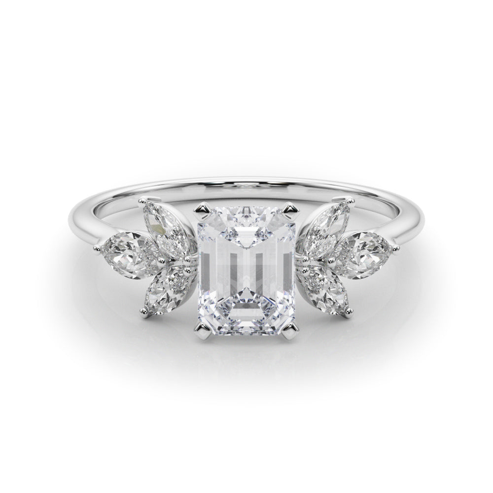 Bespoke Sides Marquise Diamond Engagement Ring in 10K/14K gold and platinum with certified lab-grown or natural diamonds