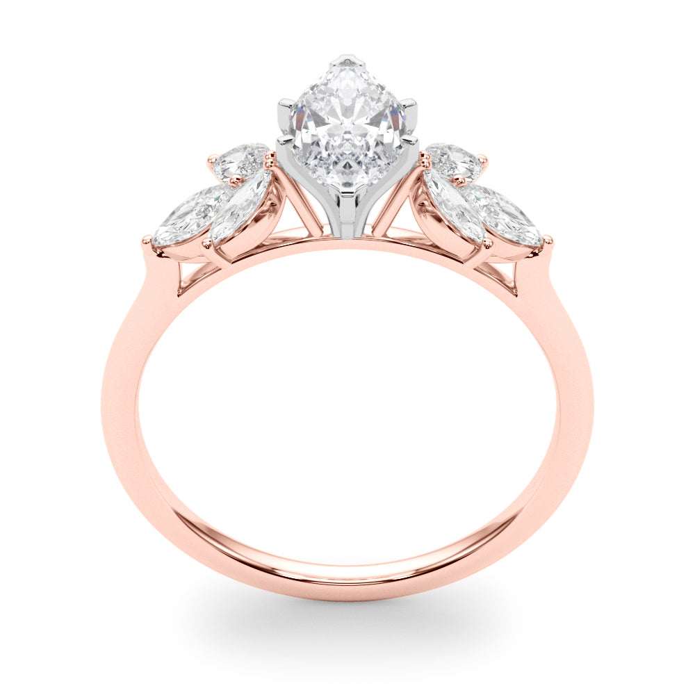 Bespoke Sides Marquise Diamond Engagement Ring in 10K/14K gold and platinum with certified lab-grown or natural diamonds