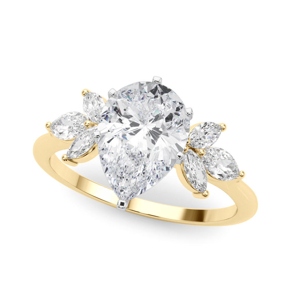 Bespoke Sides Marquise Diamond Engagement Ring in 10K/14K gold and platinum with certified lab-grown or natural diamonds