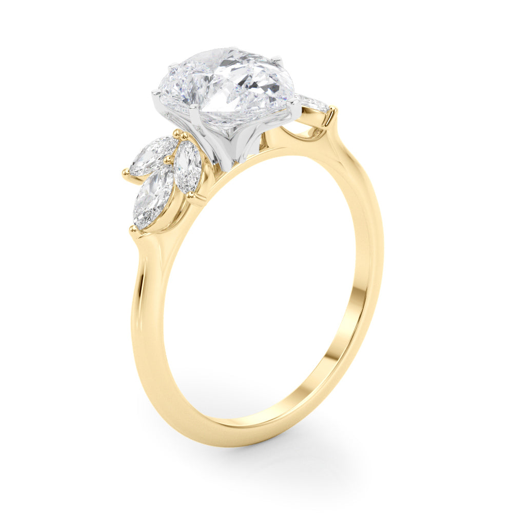 Bespoke Sides Marquise Diamond Engagement Ring in 10K/14K gold and platinum with certified lab-grown or natural diamonds