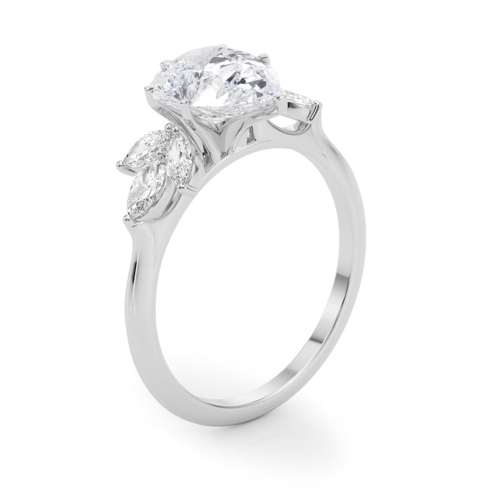 Bespoke Sides Marquise Diamond Engagement Ring in 10K/14K gold and platinum with certified lab-grown or natural diamonds