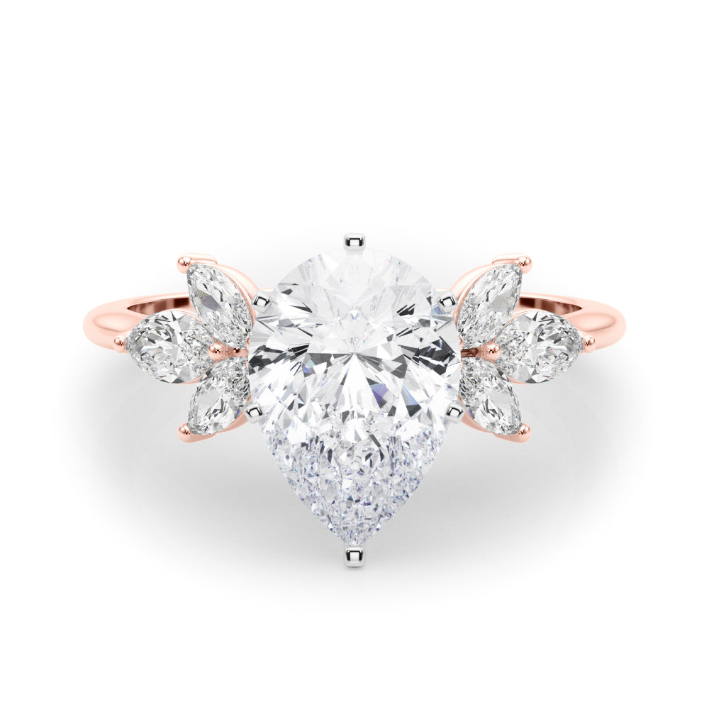 Bespoke Sides Marquise Diamond Engagement Ring in 10K/14K gold and platinum with certified lab-grown or natural diamonds