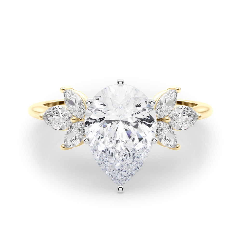 Bespoke Sides Marquise Diamond Engagement Ring in 10K/14K gold and platinum with certified lab-grown or natural diamonds