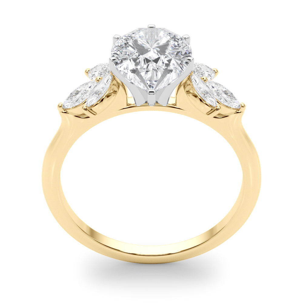 Bespoke Sides Marquise Diamond Engagement Ring in 10K/14K gold and platinum with certified lab-grown or natural diamonds