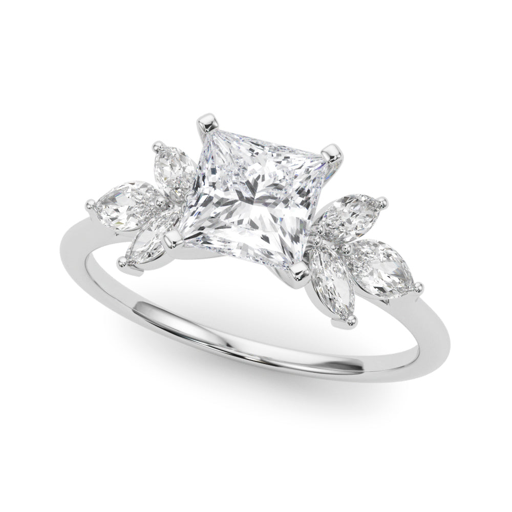 Bespoke Sides Marquise Diamond Engagement Ring in 10K/14K gold and platinum with certified lab-grown or natural diamonds